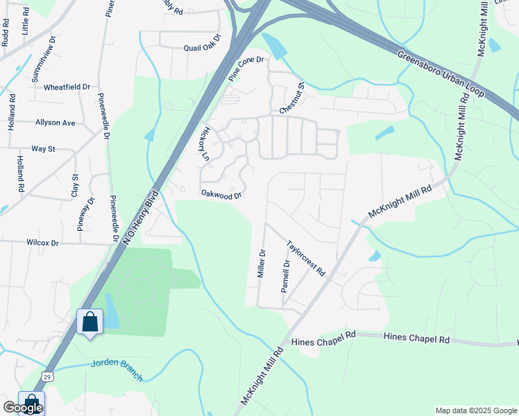 map of restaurants, bars, coffee shops, grocery stores, and more near 3707 Miller Drive in Greensboro