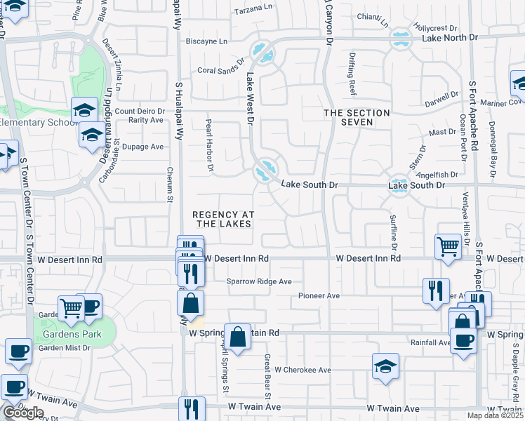 map of restaurants, bars, coffee shops, grocery stores, and more near 9833 Dardanelle Court in Las Vegas
