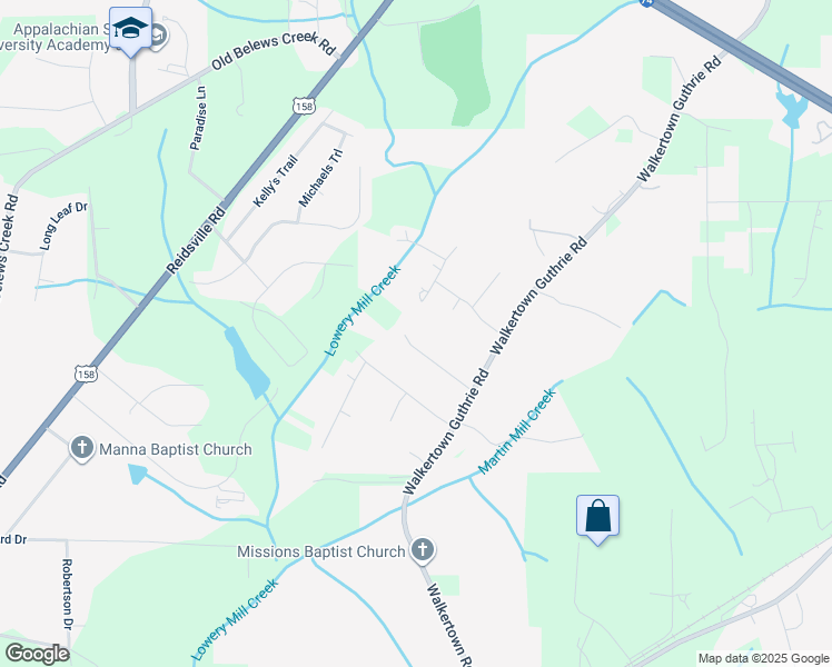 map of restaurants, bars, coffee shops, grocery stores, and more near 4035 Deamon Court in Winston-Salem