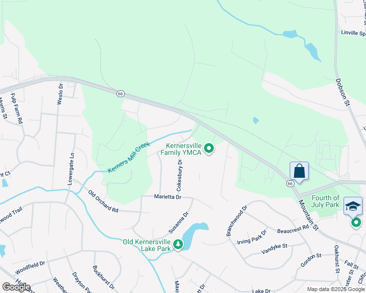 map of restaurants, bars, coffee shops, grocery stores, and more near 113 Asbury Drive in Kernersville