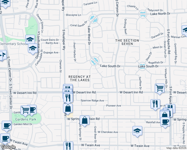 map of restaurants, bars, coffee shops, grocery stores, and more near 9833 Dardanelle Court in Las Vegas