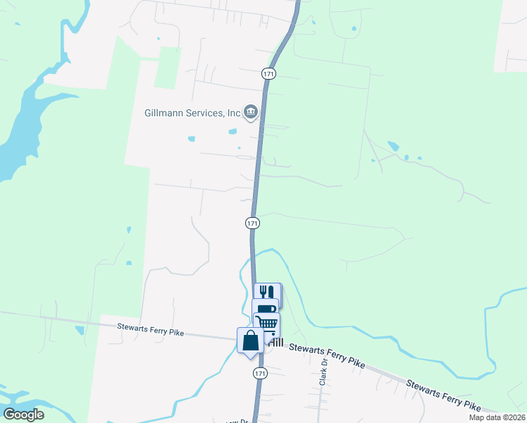 map of restaurants, bars, coffee shops, grocery stores, and more near 2791 South Mount Juliet Road in Mt. Juliet