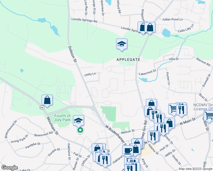 map of restaurants, bars, coffee shops, grocery stores, and more near in Kernersville