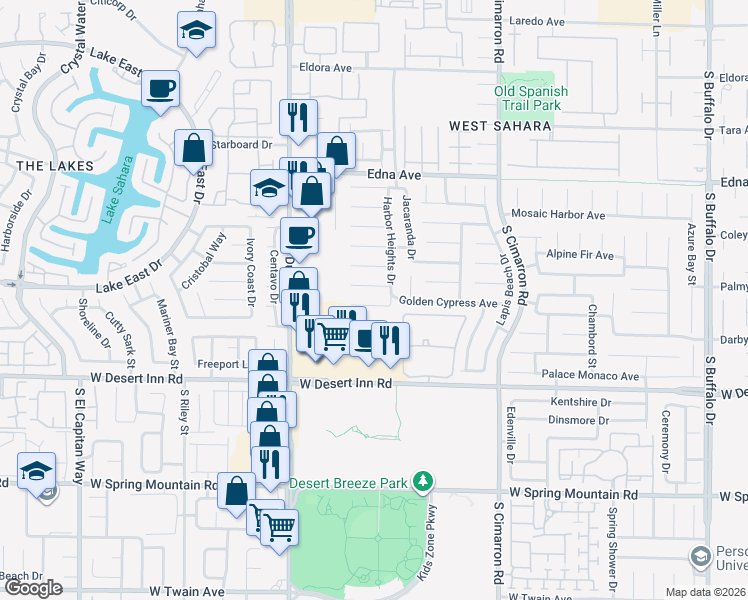 map of restaurants, bars, coffee shops, grocery stores, and more near in Spring Valley