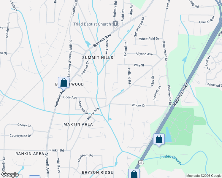 map of restaurants, bars, coffee shops, grocery stores, and more near 2200 Matthew Oaks Court in Greensboro