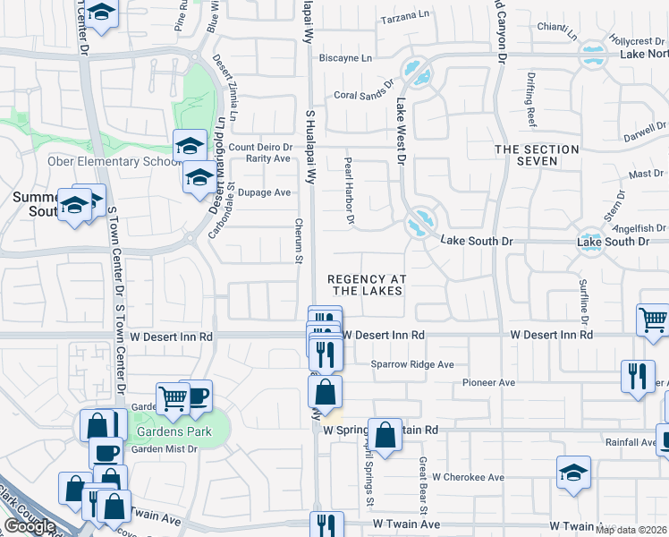 map of restaurants, bars, coffee shops, grocery stores, and more near 10024 Rolling Glen Court in Las Vegas