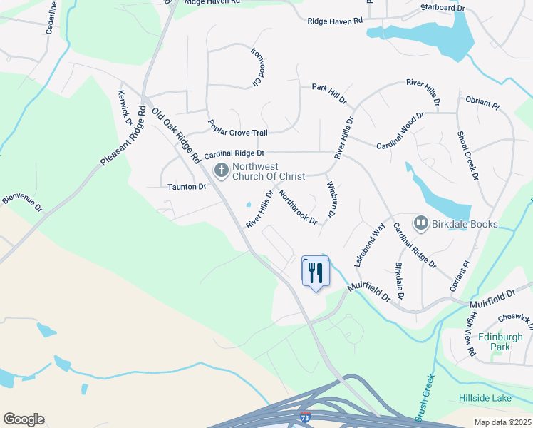 map of restaurants, bars, coffee shops, grocery stores, and more near 6813 River Hills Drive in Greensboro