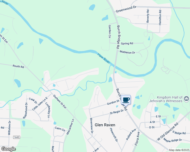 map of restaurants, bars, coffee shops, grocery stores, and more near 1230 Durham Meadows Drive in Burlington