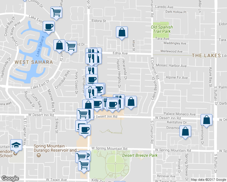 map of restaurants, bars, coffee shops, grocery stores, and more near in Spring Valley