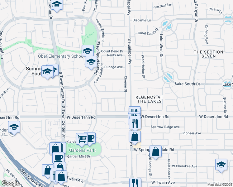 map of restaurants, bars, coffee shops, grocery stores, and more near 10195 Queensbury Avenue in Las Vegas