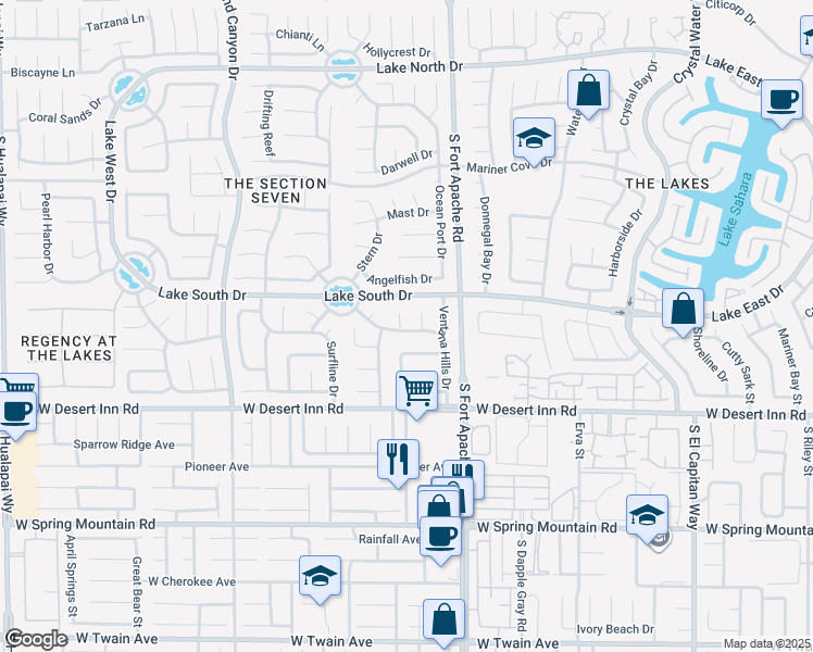 map of restaurants, bars, coffee shops, grocery stores, and more near 3220 Crescent Run Court in Las Vegas
