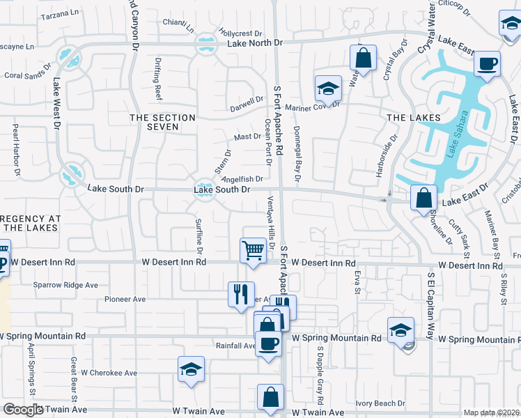 map of restaurants, bars, coffee shops, grocery stores, and more near 3220 Beacon Shores Circle in Las Vegas
