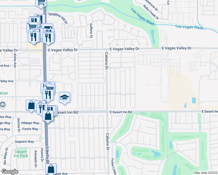 map of restaurants, bars, coffee shops, grocery stores, and more near 3046 La Barca Lane in Las Vegas