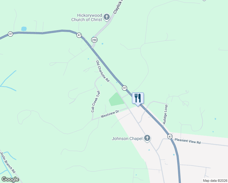 map of restaurants, bars, coffee shops, grocery stores, and more near 1369 Old Charlotte Road in White Bluff