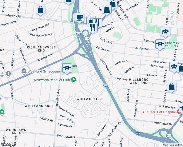 map of restaurants, bars, coffee shops, grocery stores, and more near 420 Elmington Avenue in Nashville