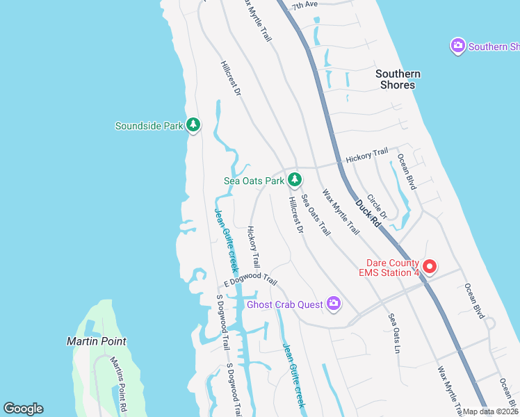 map of restaurants, bars, coffee shops, grocery stores, and more near 251 Woodland Dr in Kitty Hawk