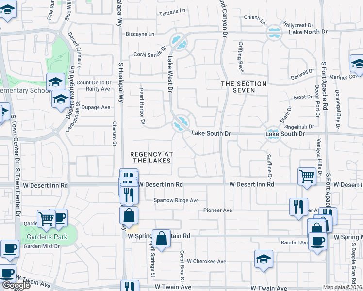 map of restaurants, bars, coffee shops, grocery stores, and more near 9828 Dardanelle Court in Las Vegas