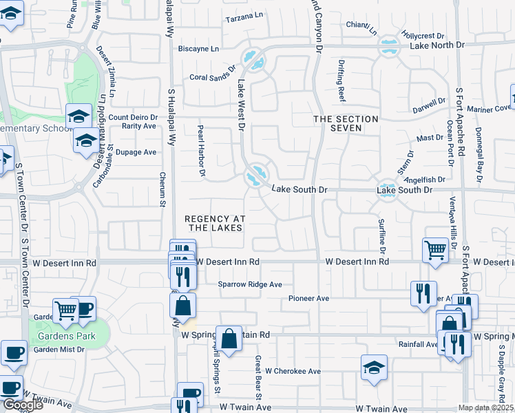 map of restaurants, bars, coffee shops, grocery stores, and more near 9808 Russett Wood Circle in Las Vegas