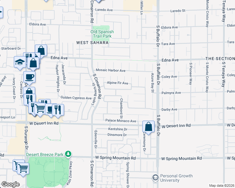 map of restaurants, bars, coffee shops, grocery stores, and more near 8028 Palace Estate Avenue in Las Vegas