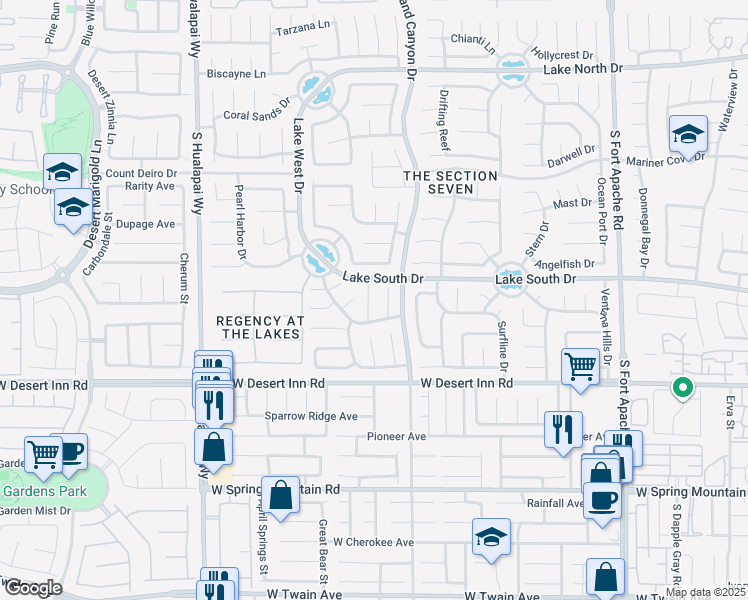 map of restaurants, bars, coffee shops, grocery stores, and more near 3232 Flagstaff Court in Las Vegas