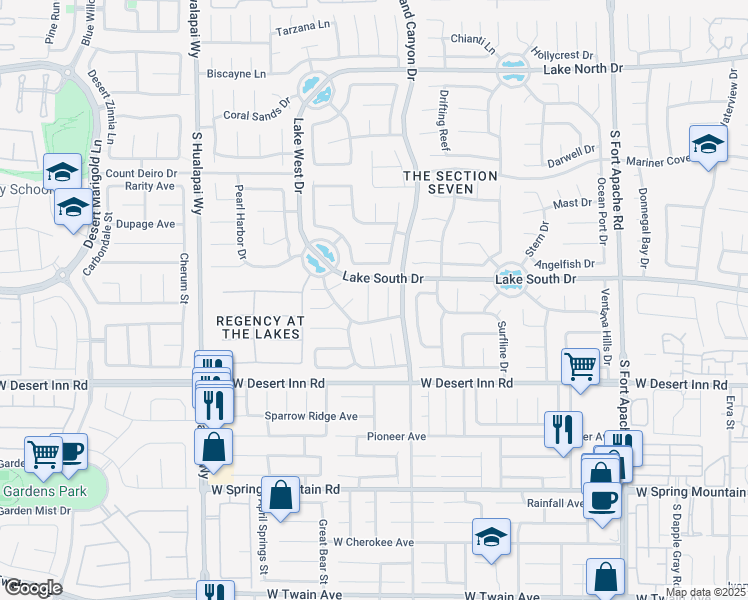 map of restaurants, bars, coffee shops, grocery stores, and more near 3232 Flagstaff Court in Las Vegas