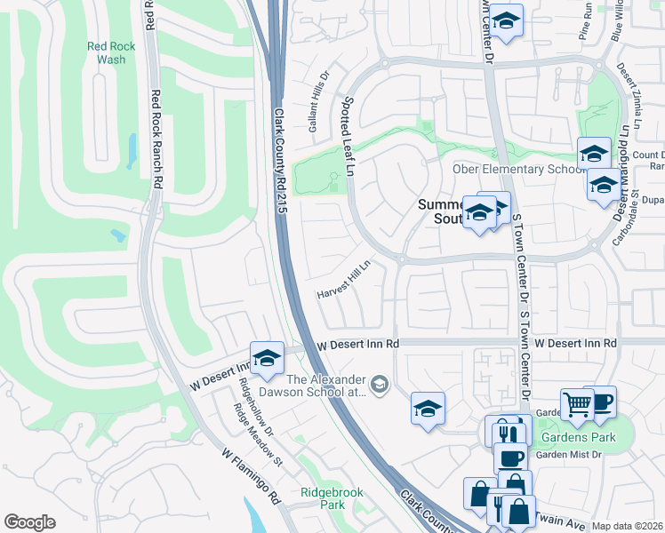 map of restaurants, bars, coffee shops, grocery stores, and more near 11100 Harvest Hill Lane in Las Vegas