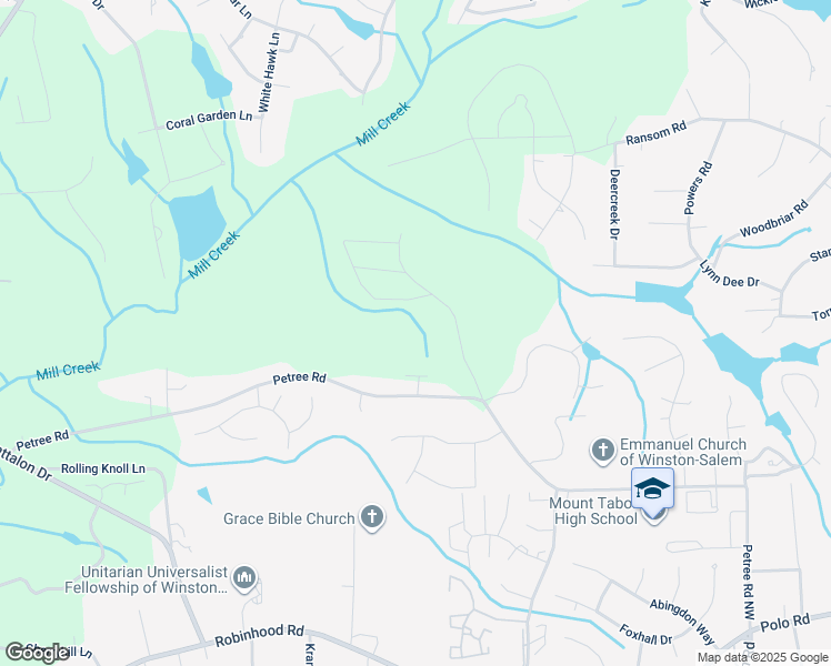 map of restaurants, bars, coffee shops, grocery stores, and more near 1571 Red Copper Circle in Winston-Salem