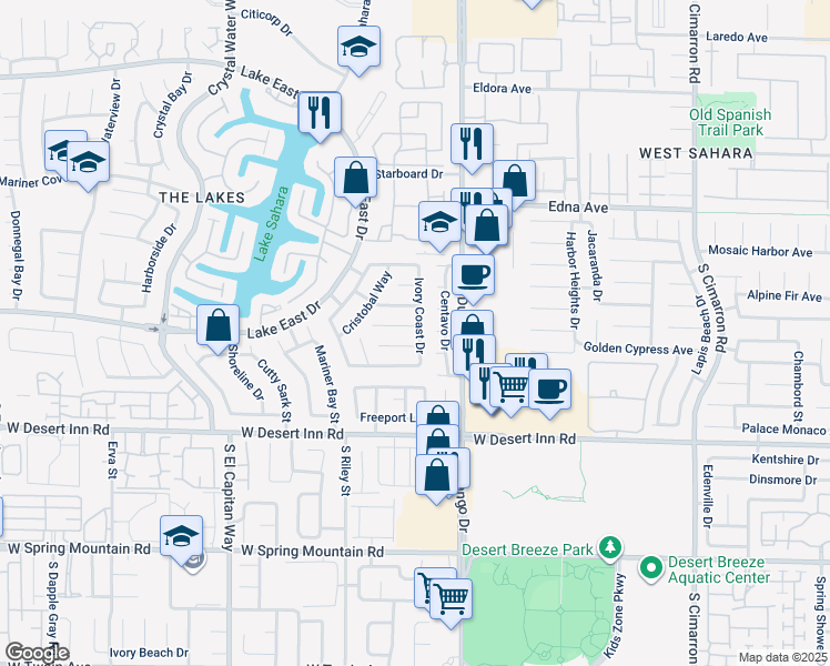 map of restaurants, bars, coffee shops, grocery stores, and more near 8633 Portofino Court in Las Vegas