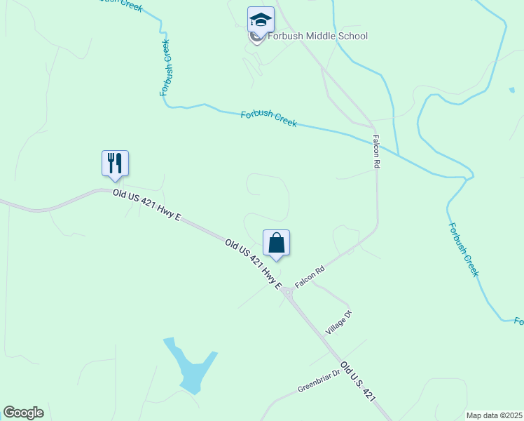 map of restaurants, bars, coffee shops, grocery stores, and more near 2188 Walnut Crossing Run in Yadkinville