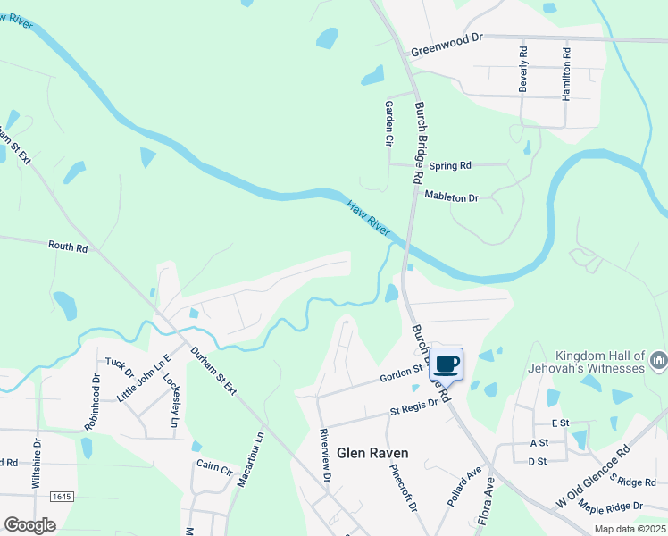 map of restaurants, bars, coffee shops, grocery stores, and more near 1230 Durham Meadows Drive in Burlington