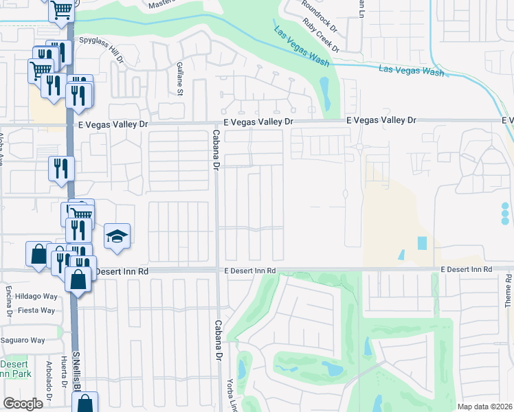map of restaurants, bars, coffee shops, grocery stores, and more near 3111 Tularosa Lane in Las Vegas