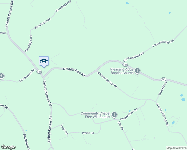 map of restaurants, bars, coffee shops, grocery stores, and more near 547 North Rushy Springs Road in Talbott