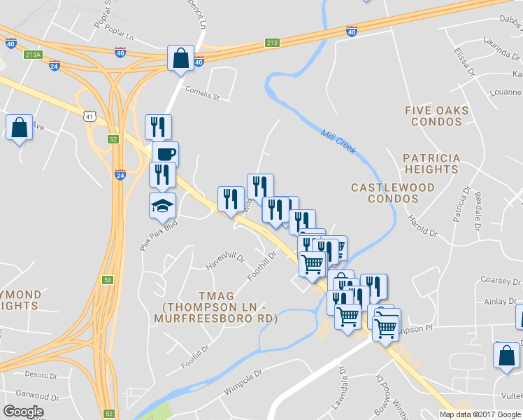 map of restaurants, bars, coffee shops, grocery stores, and more near 874 Murfreesboro Pike in Nashville