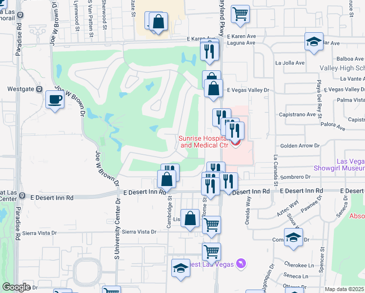 map of restaurants, bars, coffee shops, grocery stores, and more near 3146 Bel Air Drive in Las Vegas