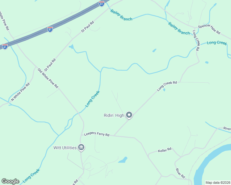 map of restaurants, bars, coffee shops, grocery stores, and more near 5704 Long Creek Road in Morristown