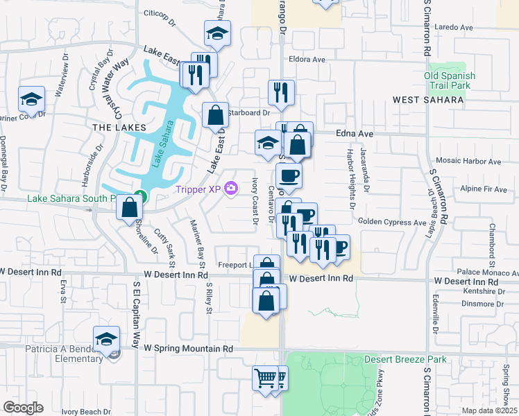 map of restaurants, bars, coffee shops, grocery stores, and more near 3200 Ivory Coast Drive in Las Vegas