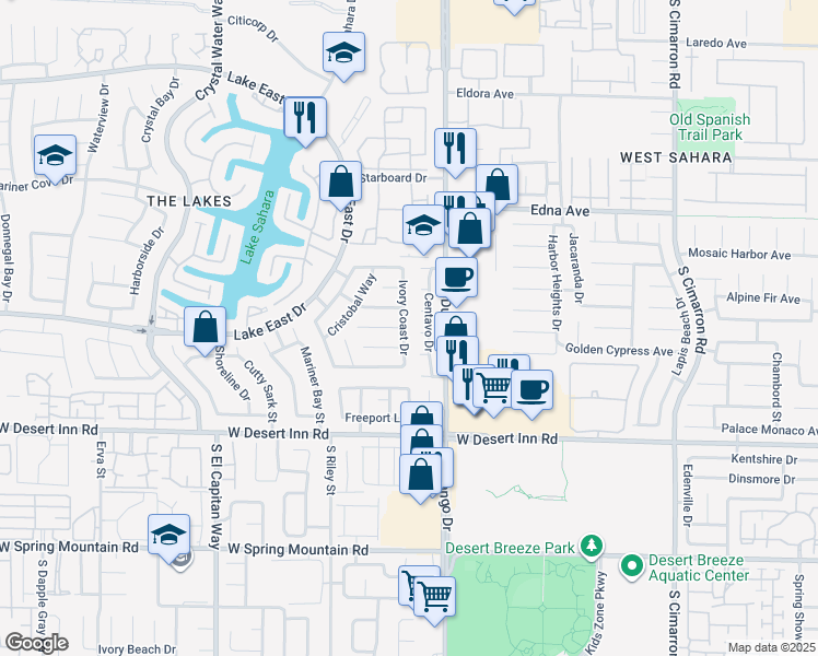 map of restaurants, bars, coffee shops, grocery stores, and more near 8637 Trafalgar Drive in Las Vegas