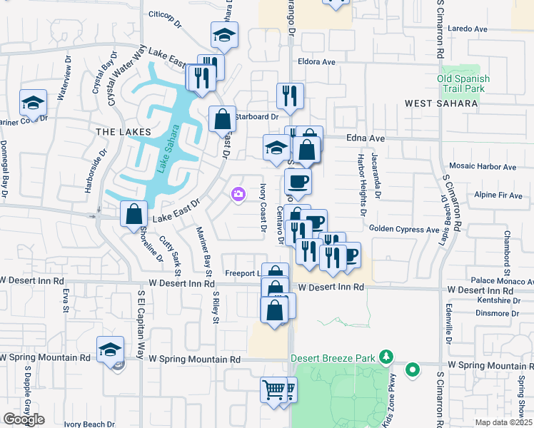 map of restaurants, bars, coffee shops, grocery stores, and more near 8637 Trafalgar Drive in Las Vegas