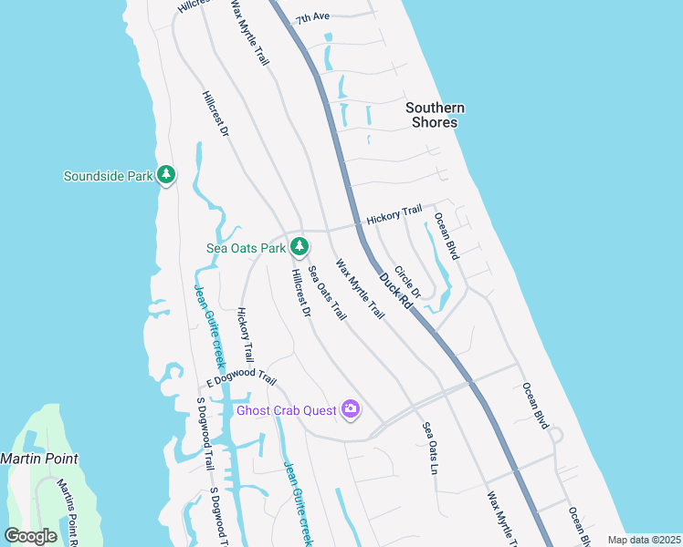 map of restaurants, bars, coffee shops, grocery stores, and more near 249 Wax Myrtle Trail in Kitty Hawk