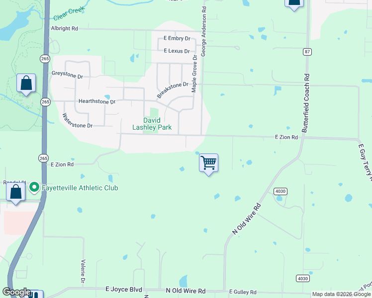 map of restaurants, bars, coffee shops, grocery stores, and more near 3819 East Zion Road in Springdale