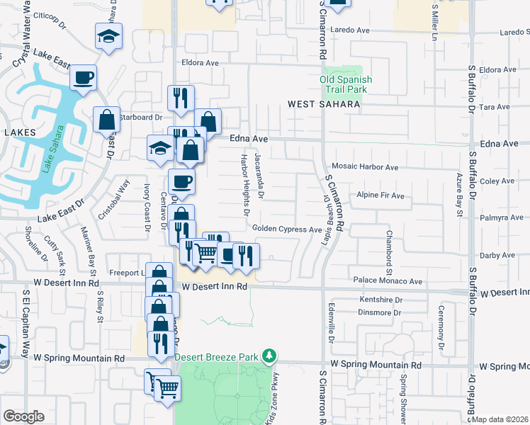 map of restaurants, bars, coffee shops, grocery stores, and more near 8361 Palace Heights Avenue in Las Vegas