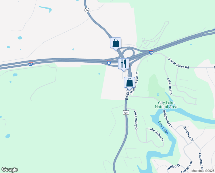 map of restaurants, bars, coffee shops, grocery stores, and more near 2021 East Spring Street in Cookeville