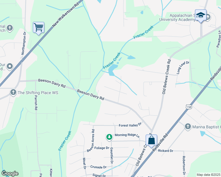 map of restaurants, bars, coffee shops, grocery stores, and more near 3757 Drexel Street in Winston-Salem