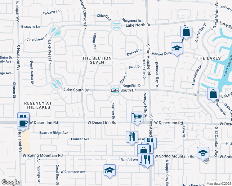 map of restaurants, bars, coffee shops, grocery stores, and more near 9400 Mission Madre Drive in Las Vegas