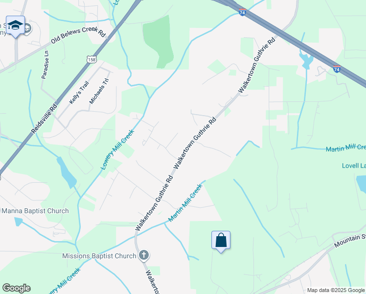 map of restaurants, bars, coffee shops, grocery stores, and more near 640 Walkertown Guthrie Road in Winston-Salem