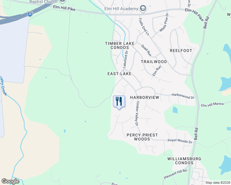 map of restaurants, bars, coffee shops, grocery stores, and more near 108 New Haven Court in Nashville