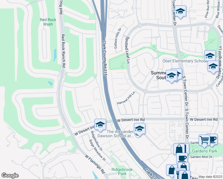 map of restaurants, bars, coffee shops, grocery stores, and more near 1350 Spruce Park Drive in Las Vegas