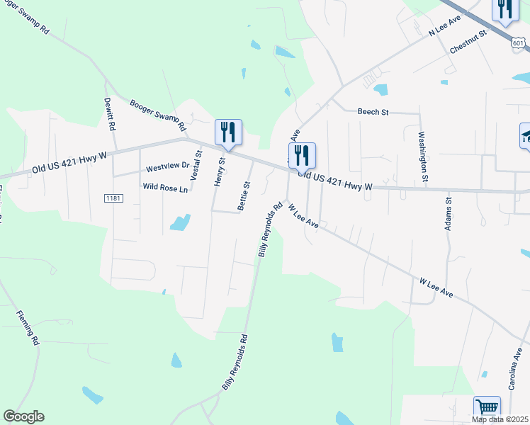 map of restaurants, bars, coffee shops, grocery stores, and more near 1016 Billy Reynolds Rd in Yadkinville
