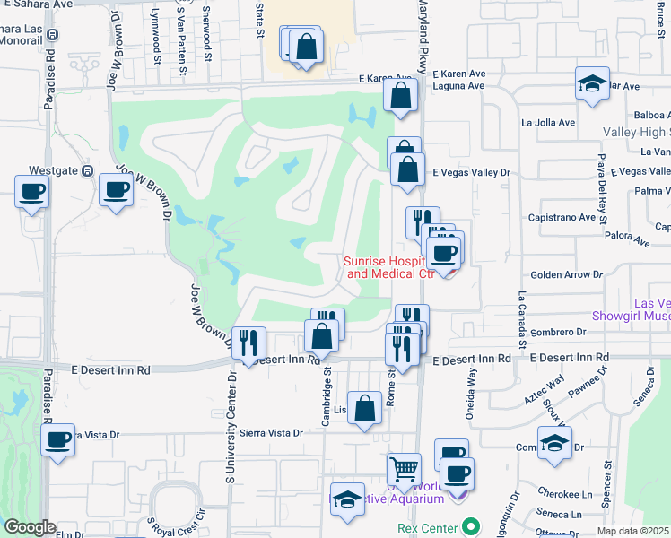 map of restaurants, bars, coffee shops, grocery stores, and more near 3111 Bel Air Drive in Las Vegas