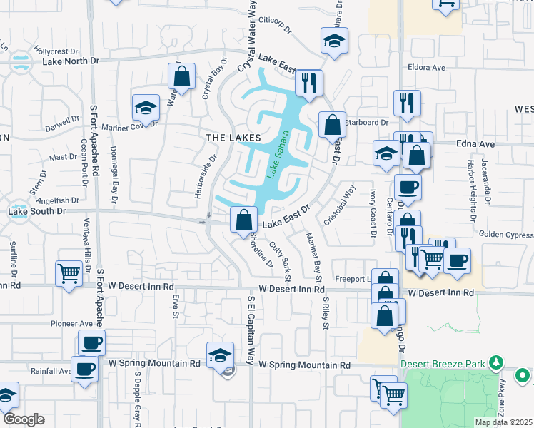 map of restaurants, bars, coffee shops, grocery stores, and more near 3173 Lido Isle Court in Las Vegas